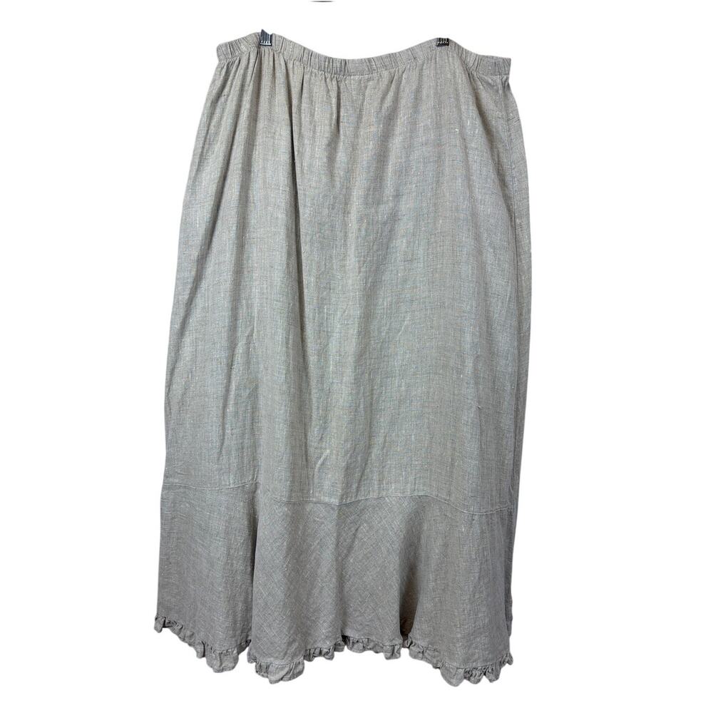 Match Point Oatmeal Linen Ruffle Hem Long Skirt Size 2XL USA